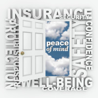 Insurance Word Door 3D Collage Protection Security Insurance Word Door 3D Collage Protection Security